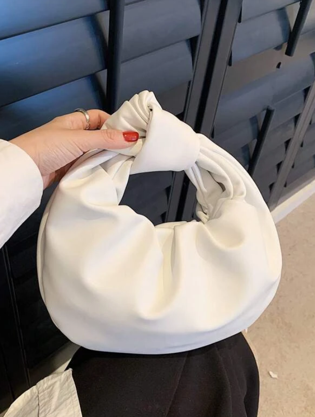 White Knotted Hobo Handbag
