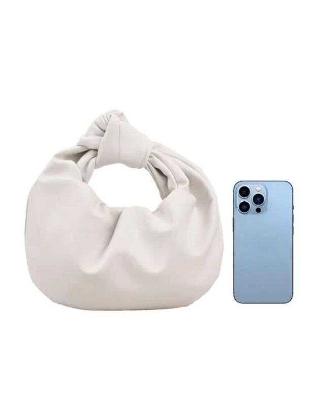 White Knotted Hobo Handbag