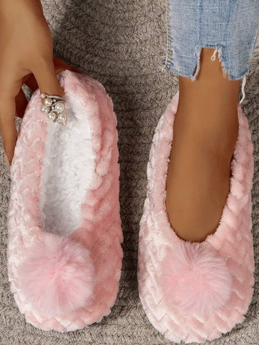 Pink Pompom Slippers