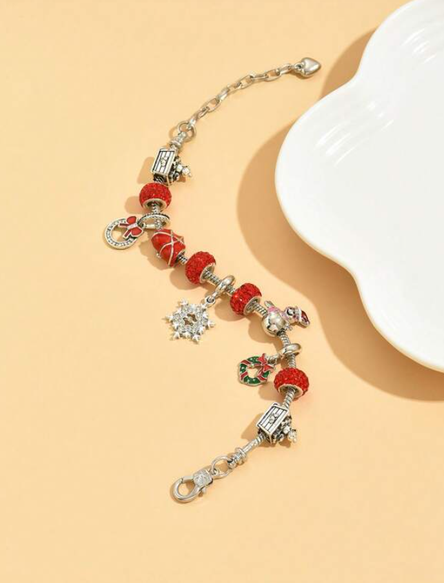 Christmas Red & Silver Charm Bracelet