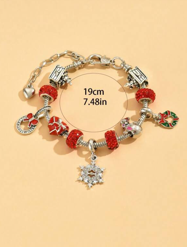 Christmas Red & Silver Charm Bracelet