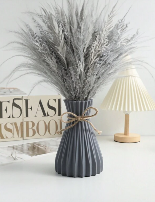 Grey Pleated Vase - Plastic