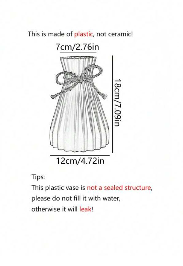 Grey Pleated Vase - Plastic