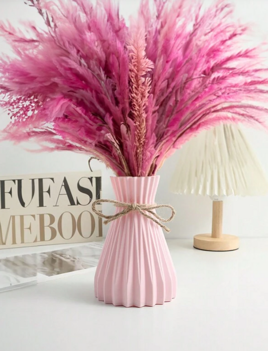 Pink Pleated Vase - Plastic