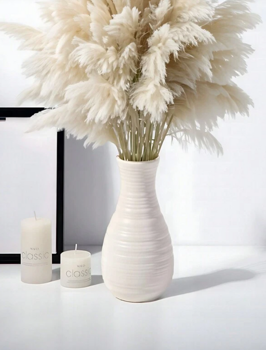 White Pampas Grass Vase