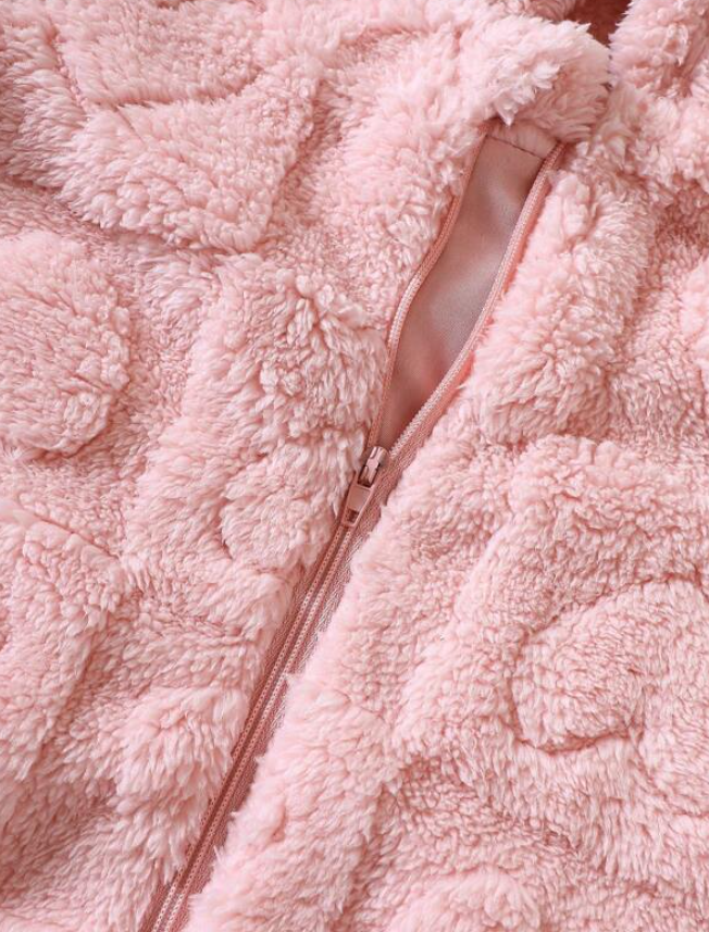 Pink Baby Girl Heart Fleece Romper