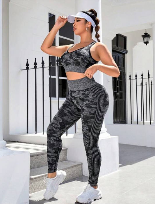 Gym Bunny Black & Grey Camo Gym Set - Plus