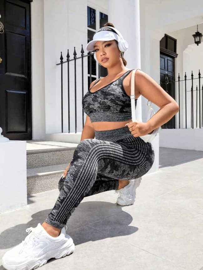 Gym Bunny Black & Grey Camo Gym Set - Plus