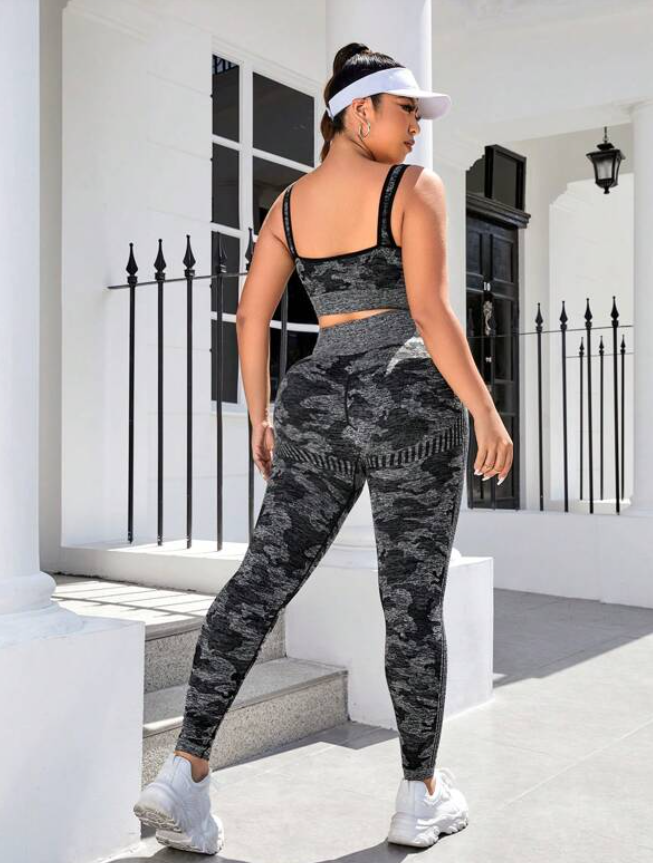 Gym Bunny Black & Grey Camo Gym Set - Plus