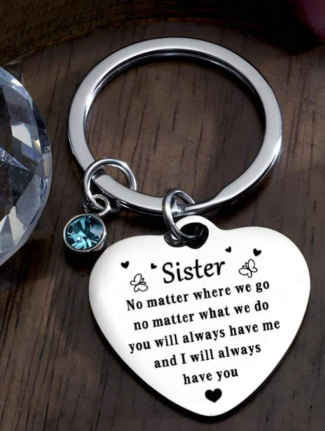Silver Sister No Matter Keyring