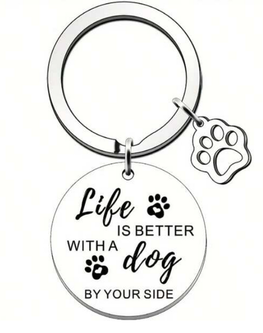 Silver Life Is Better With A Dog Keyring