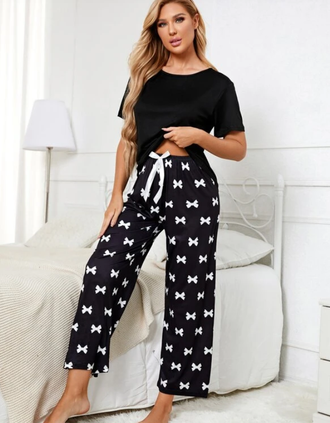 Black & White Bow Pyjama Set