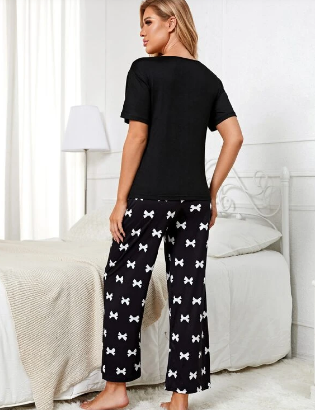 Black & White Bow Pyjama Set