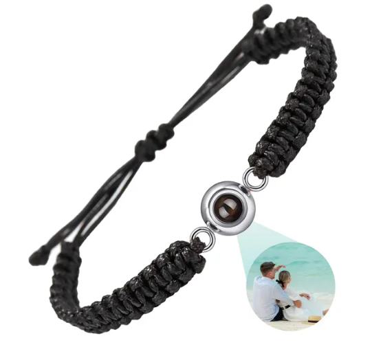 Black Personalised Projection Photo Inside Bracelet