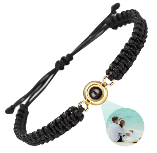 Black Personalised Projection Photo Inside Bracelet