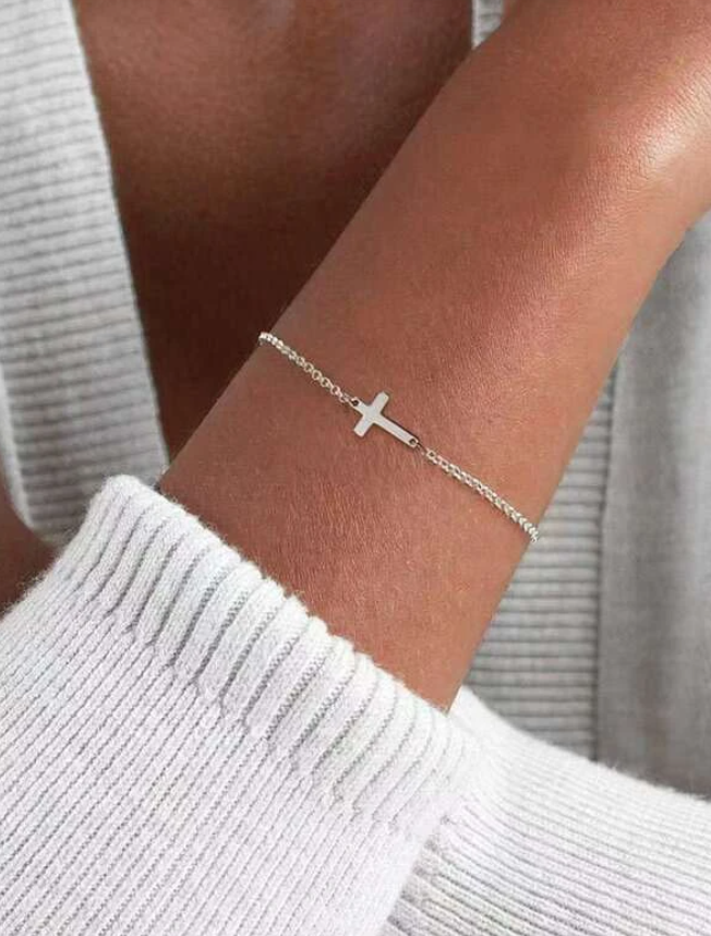 Silver Cross Chain Bracelet