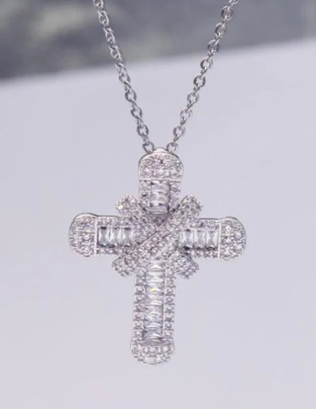 Silver Cubic Zirconia Cross