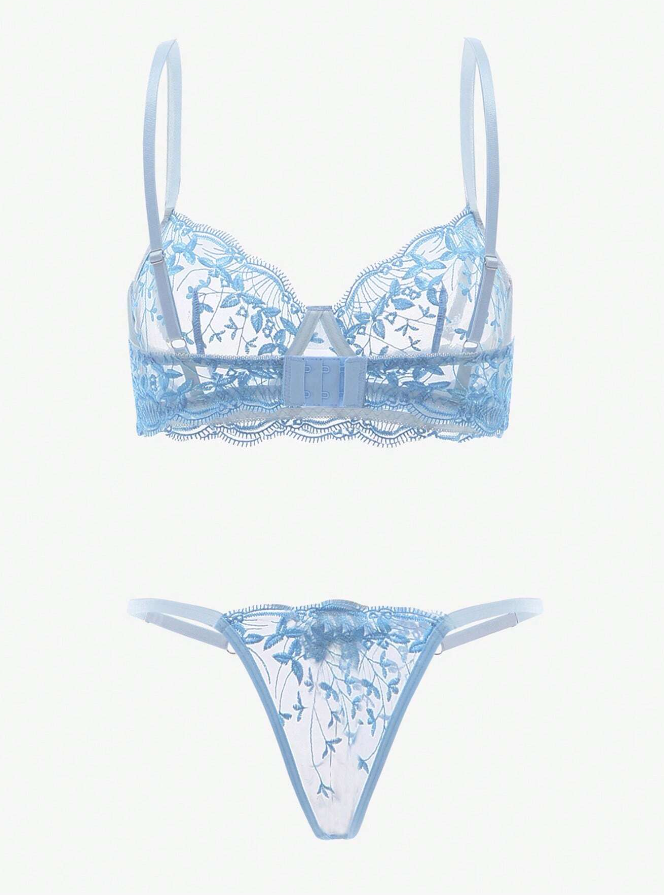 Light Blue Lace 2 Piece Lingerie Set