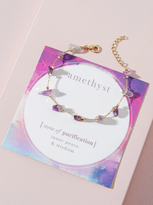 Amethyst Crystal Stone Bracelet