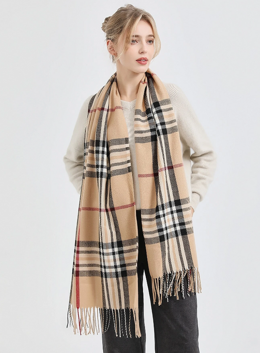 Beige Burberry Style Print Scarf