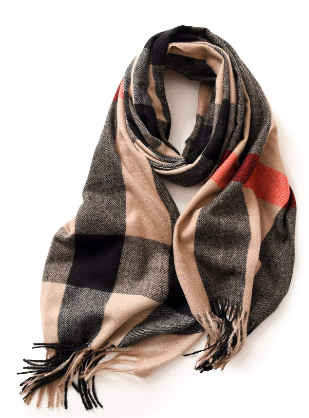 Beige Burberry Style Scarf Large Check