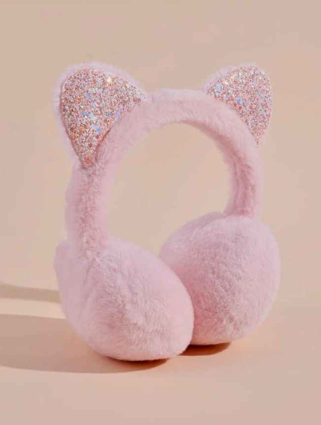 Pink Children's Cat Faux Fur Ear Muffs