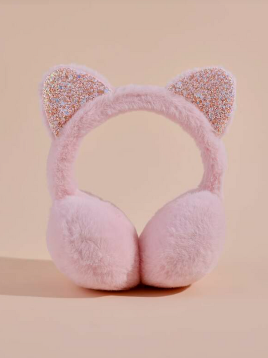Pink Children's Cat Faux Fur Ear Muffs