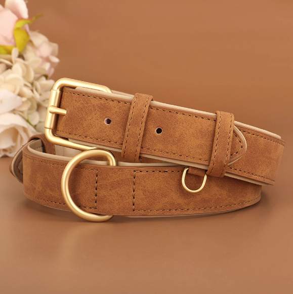 Brown Suede Dog Collar