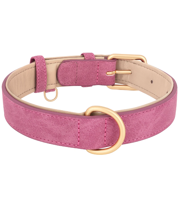 Pink Suede Dog Collar