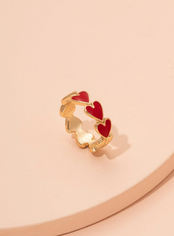 Red & Gold Heart Ring