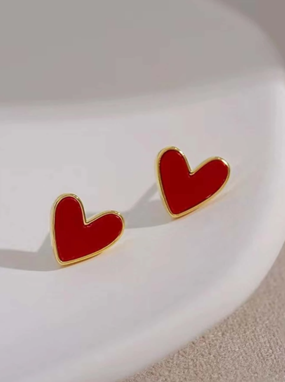 Red & Gold Heart Earrings