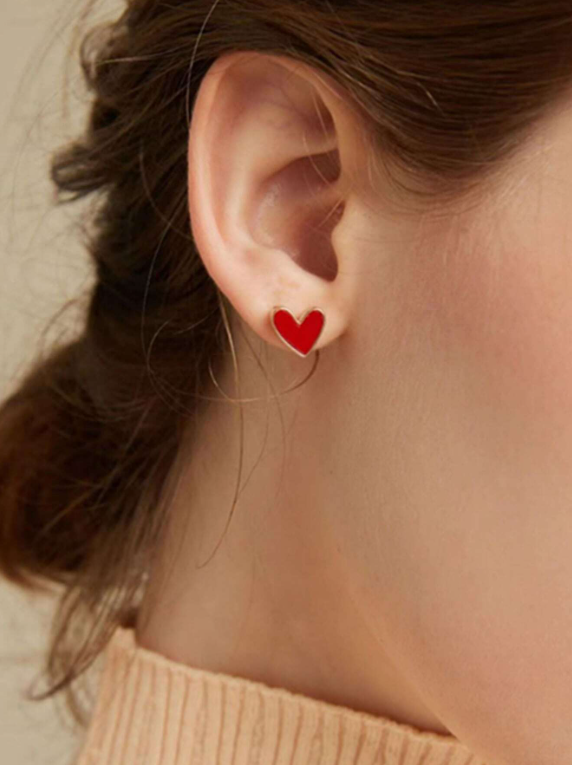 Red & Gold Heart Earrings