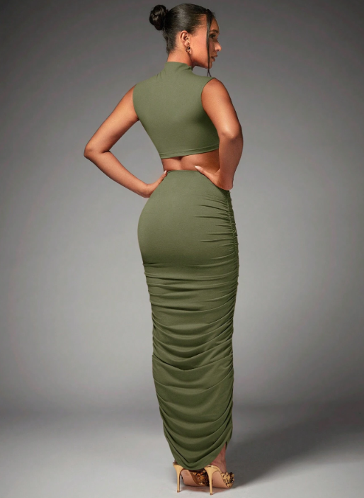 Khaki Sweet Nothings 2 Piece Maxi Skirt Co-Ord