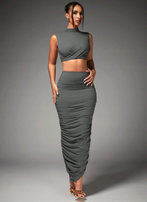 Grey Sweet Nothings 2 Piece Maxi Skirt Co-Ord