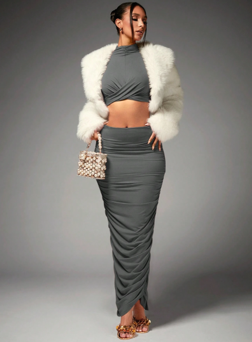 Grey Sweet Nothings 2 Piece Maxi Skirt Co-Ord