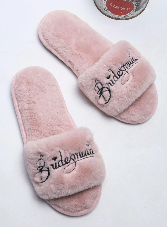 Pink Fluffy Bridesmaid Slippers