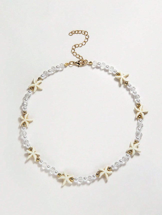 Pearl & Crystal Starfish Choker Necklace