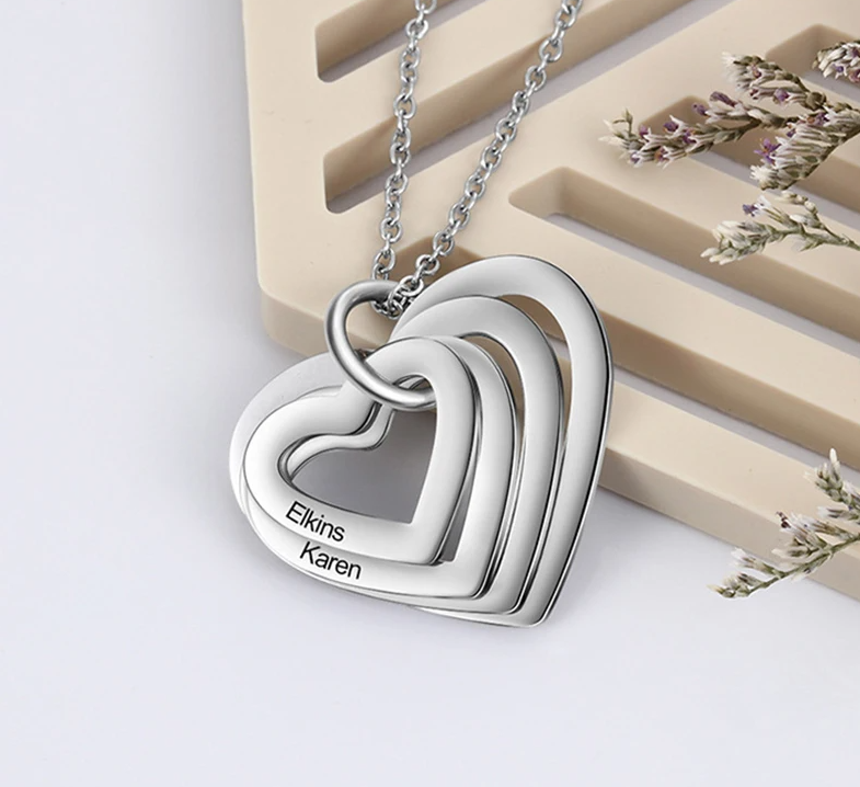 Custom Personalized Heart Necklace for Mother Daughter with 1-4 Names