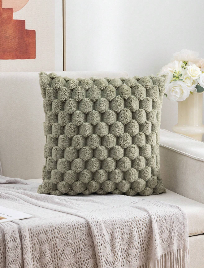 Olive Green Bubble Pillow Cushion Cover