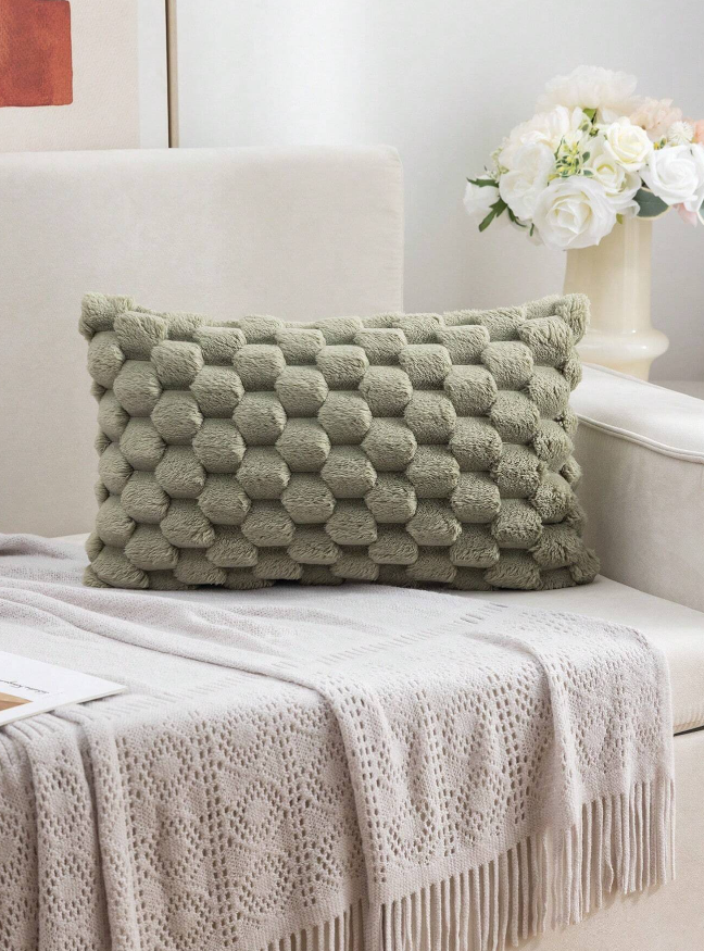 Olive Green Bubble Pillow Cushion Cover