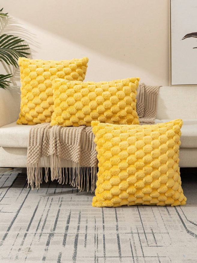 Yellow Bubble Pillow Cushion Cover