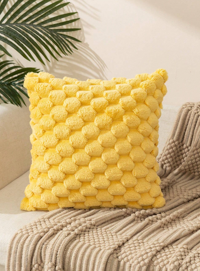 Yellow Bubble Pillow Cushion Cover