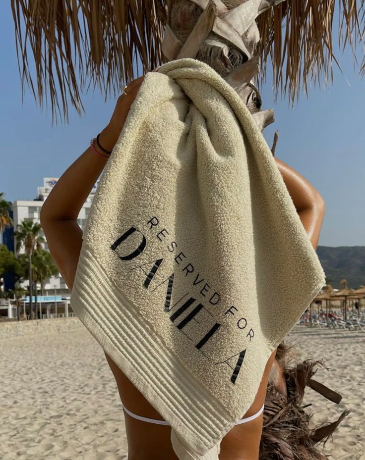 Custom Personalised Reserved By Beach Towel