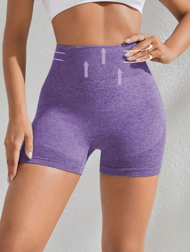 Purple Seamless High Waisted Gym Shorts