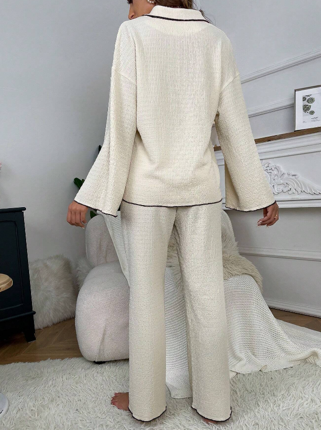 Beige Lulu Long Sleeve Pyjama Set