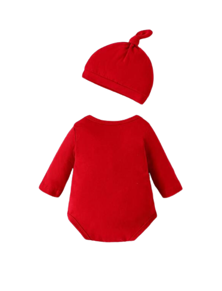 Red My First Christmas Bodysuit & Hat