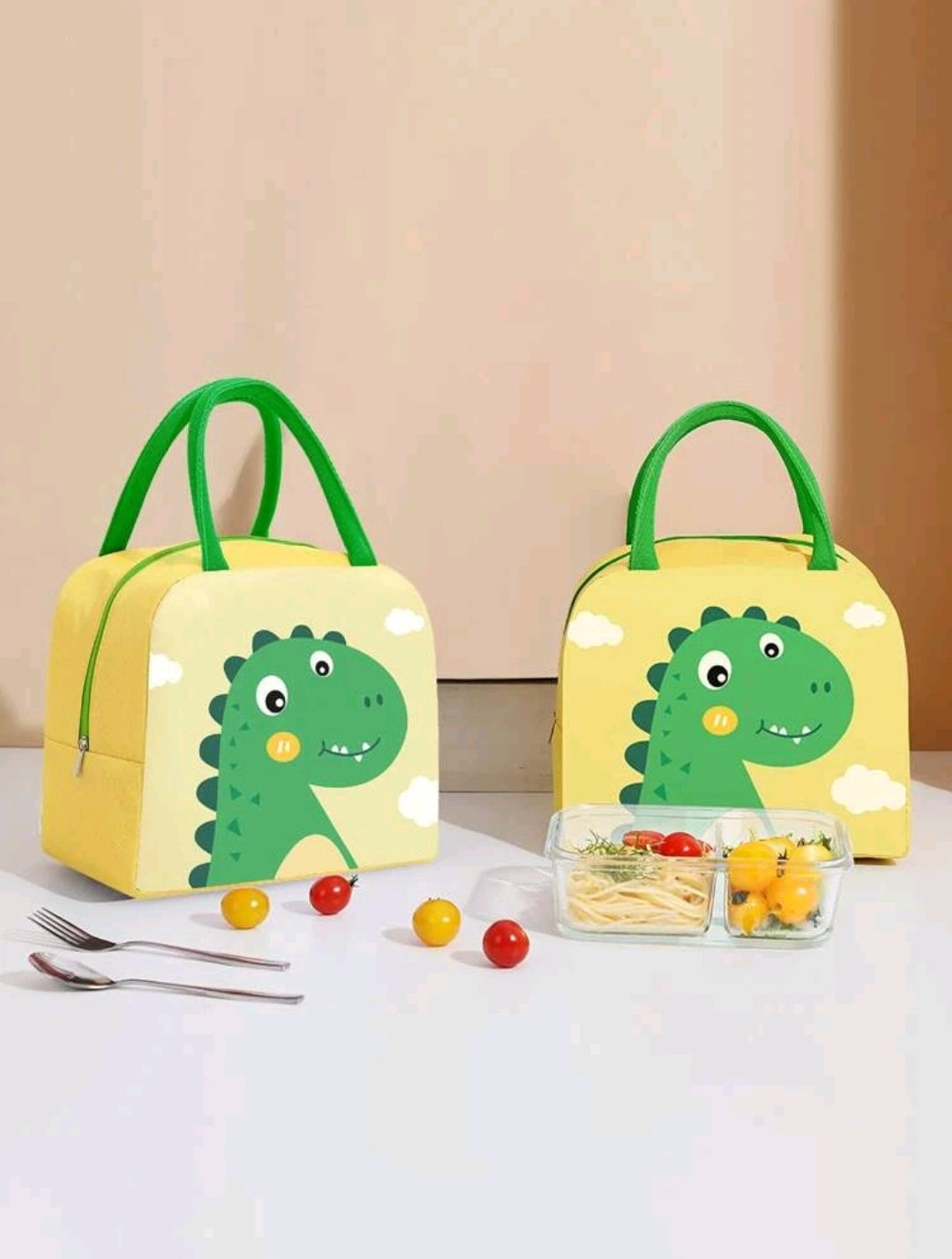 Personalised Childrens Yellow Dinosaur Lunch Box Bag