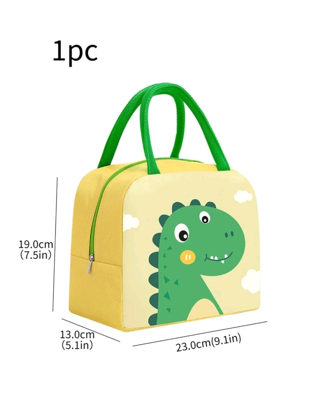 Personalised Childrens Yellow Dinosaur Lunch Box Bag