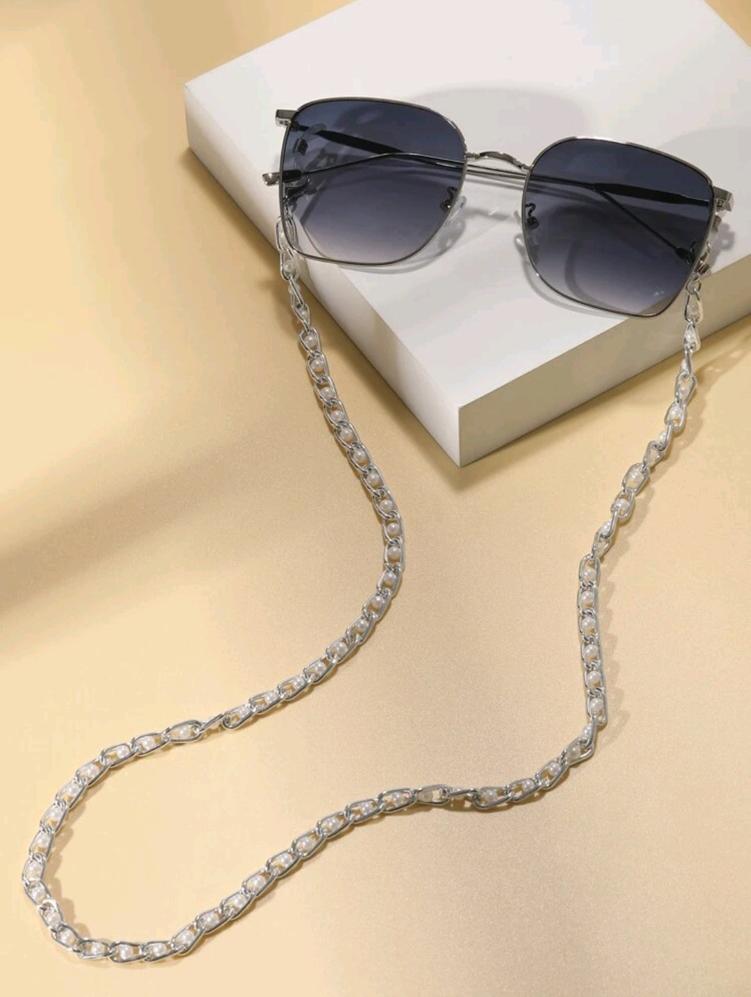 Silver & White Ombre Chain Sunglasses