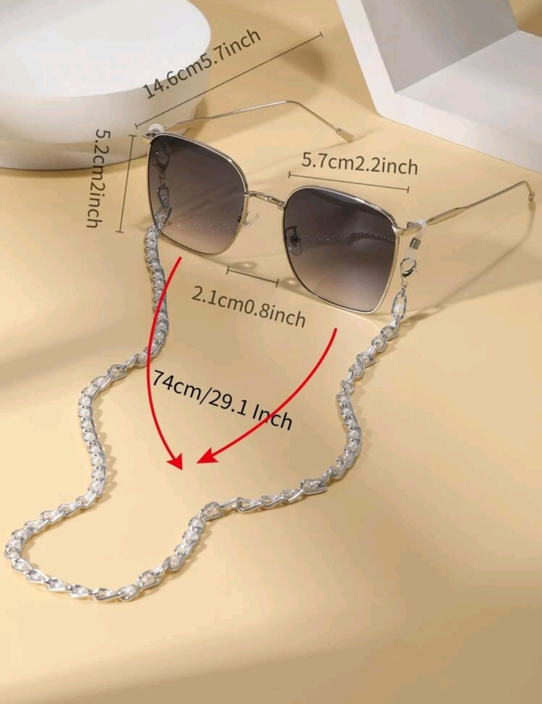 Silver & White Ombre Chain Sunglasses